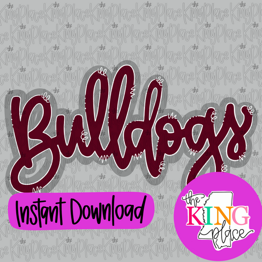 Bulldogs Maroon cursive