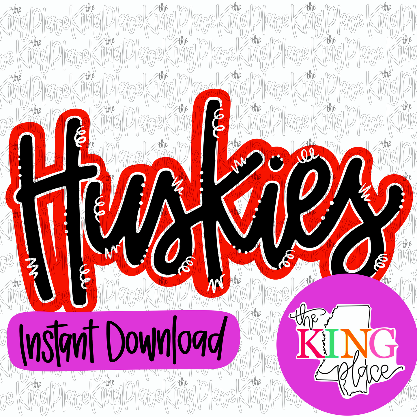 Huskies cursive red