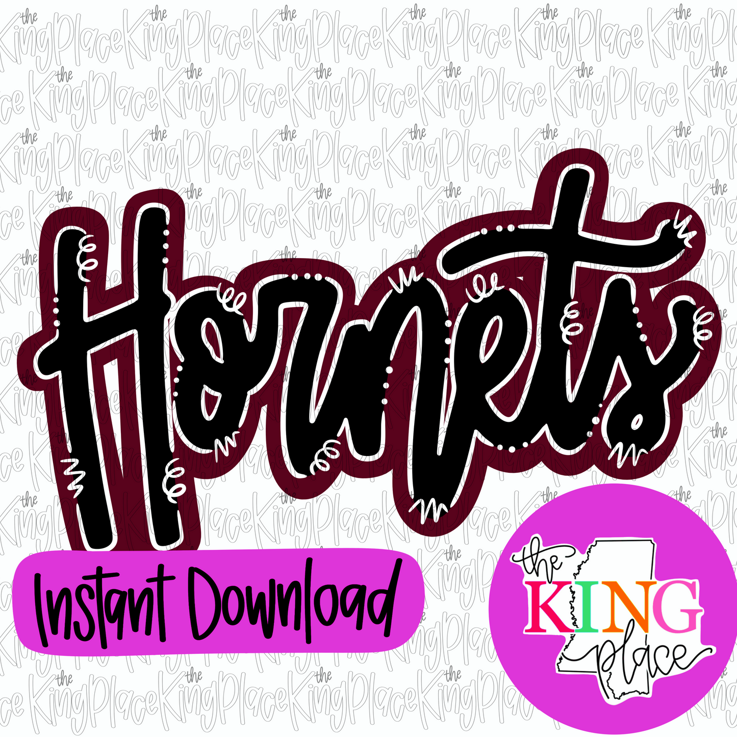 Hornets cursive maroon