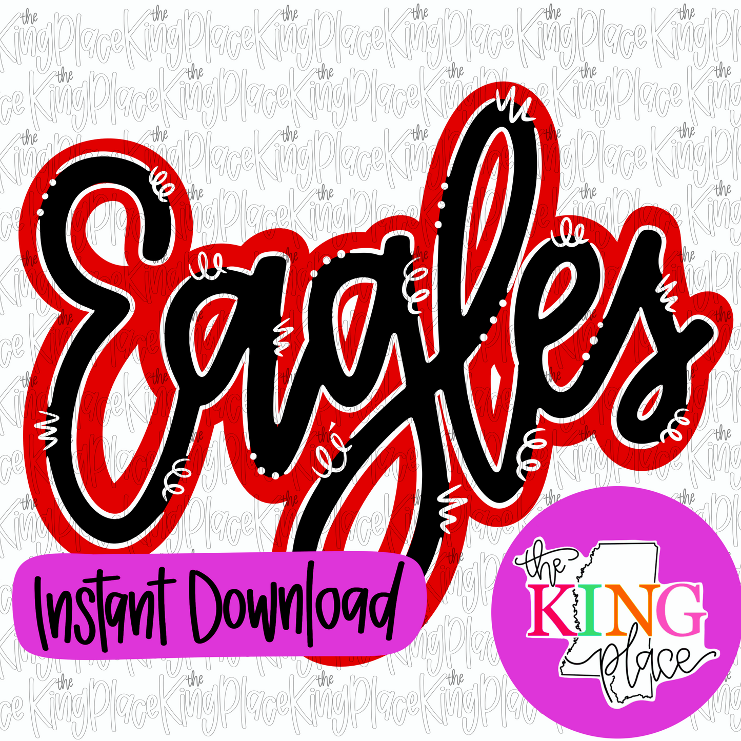Eagles cursive red
