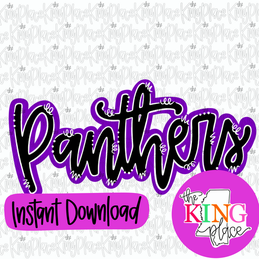 Panthers cursive purple