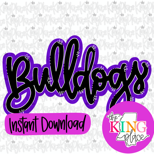 Bulldogs purple cursive