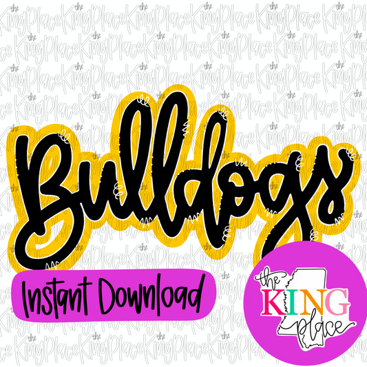 Bulldogs yellow cursive