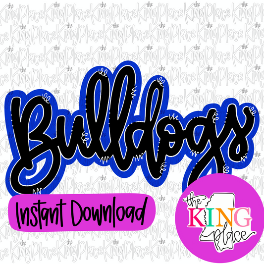 Bulldogs Blue cursive