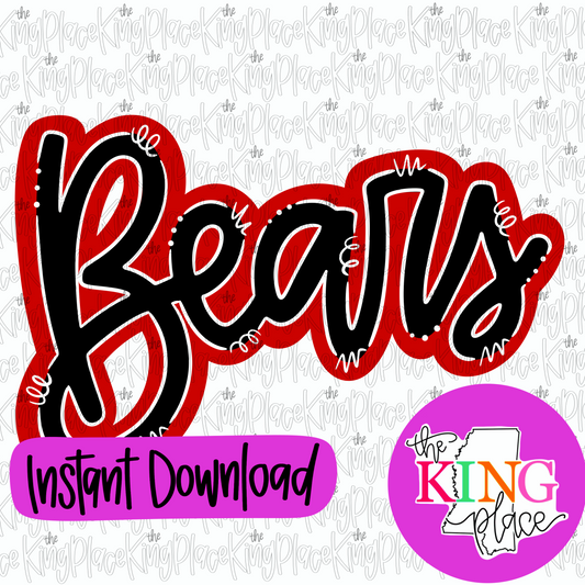 Bears cursive red