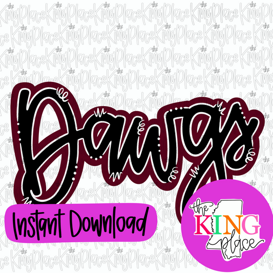 Dawgs cursive maroon