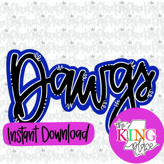 Dawgs cursive royal