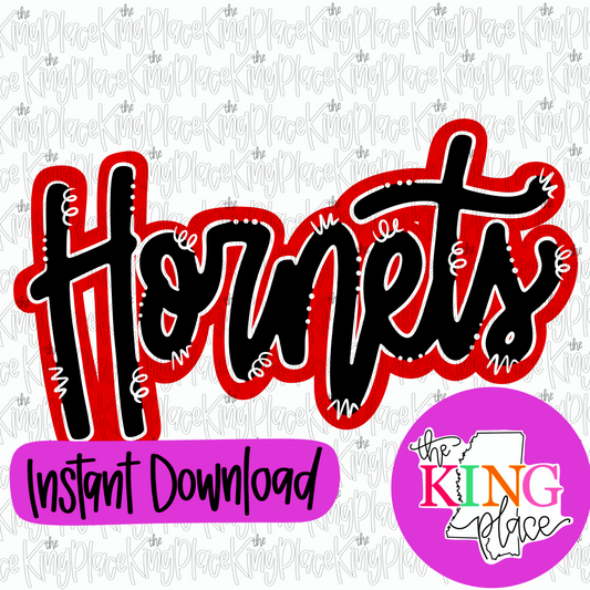 Hornets cursive red