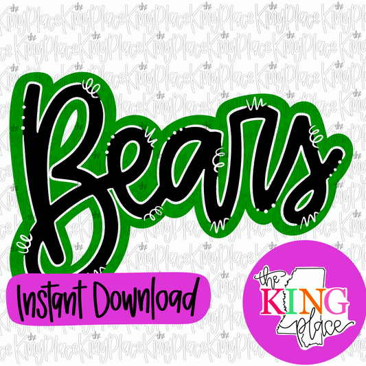 Bears cursive green