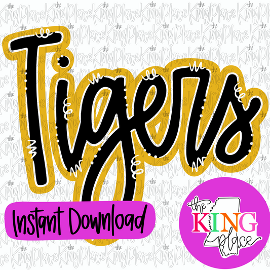 Tigers cursive yellow
