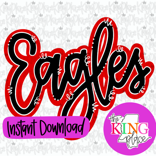 Eagles cursive red