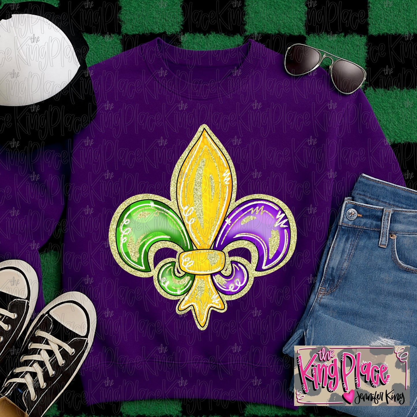 Mardi Gras Glitter Fleur de lis