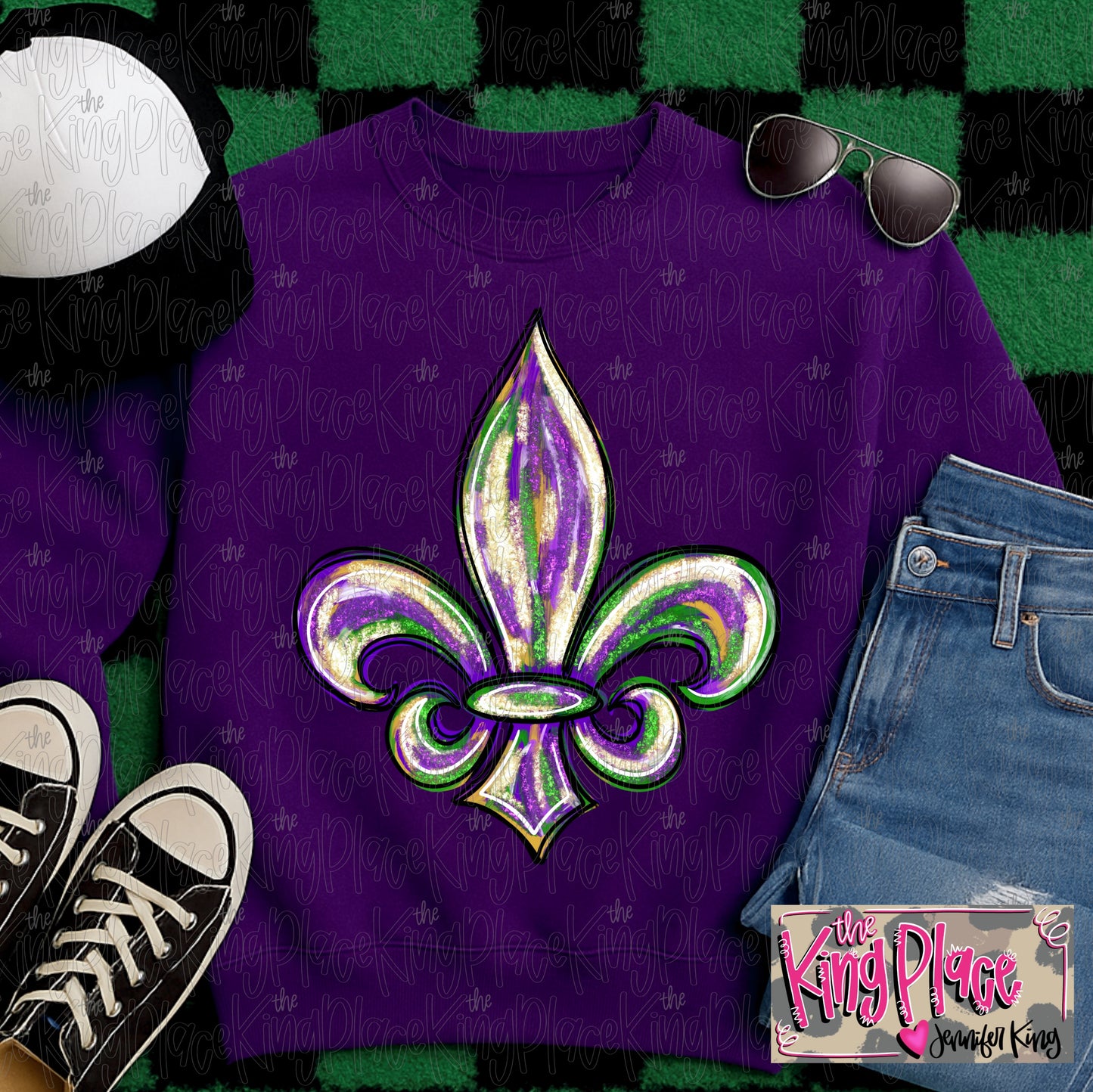 Fleur de lis painted glitter