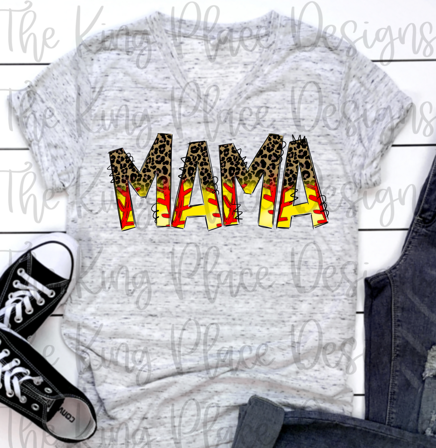 Leopard Softball Mama Tee